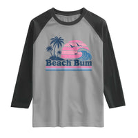 Beach Bum Raglan Shirt Retro Summer Vacation Surf Wave Tropical Sunset Aesthetic