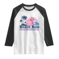 Beach Bum Raglan Shirt Retro Summer Vacation Surf Wave Tropical Sunset Aesthetic