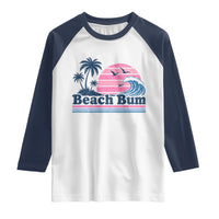 Beach Bum Raglan Shirt Retro Summer Vacation Surf Wave Tropical Sunset Aesthetic
