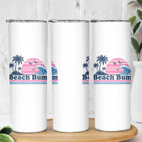 Beach Bum Skinny Tumbler Retro Summer Vacation Surf Wave Tropical Sunset Aesthetic