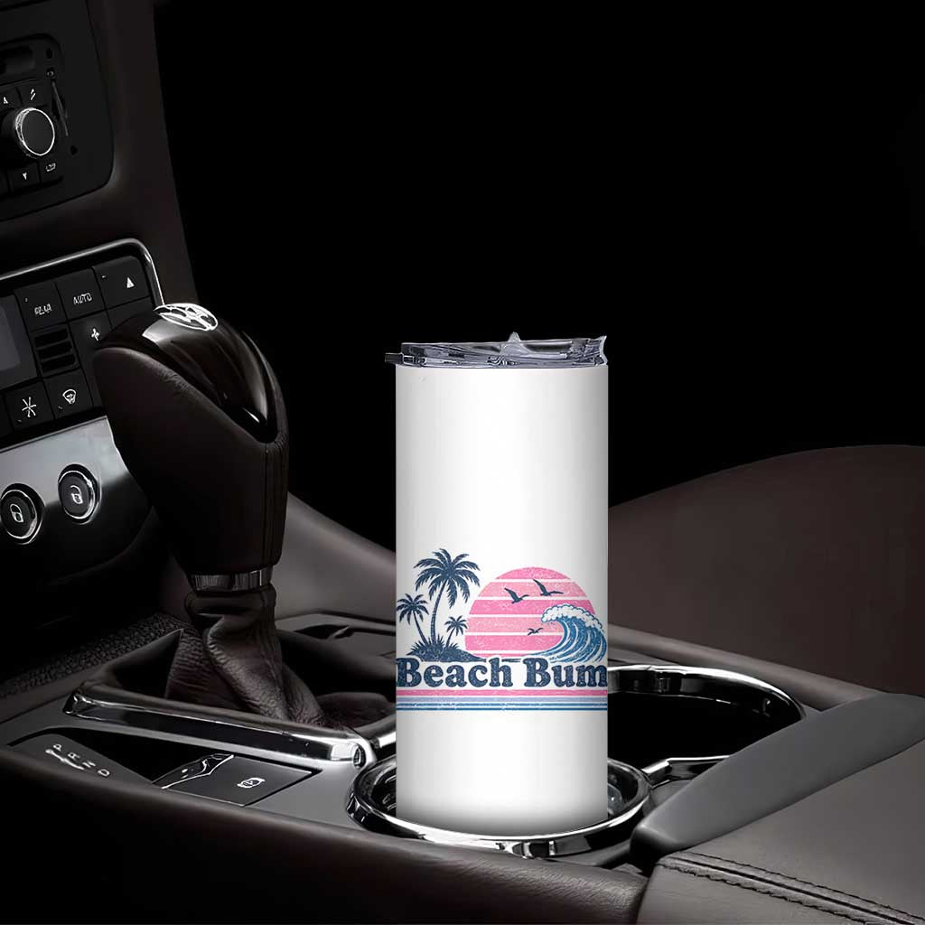 Beach Bum Skinny Tumbler Retro Summer Vacation Surf Wave Tropical Sunset Aesthetic
