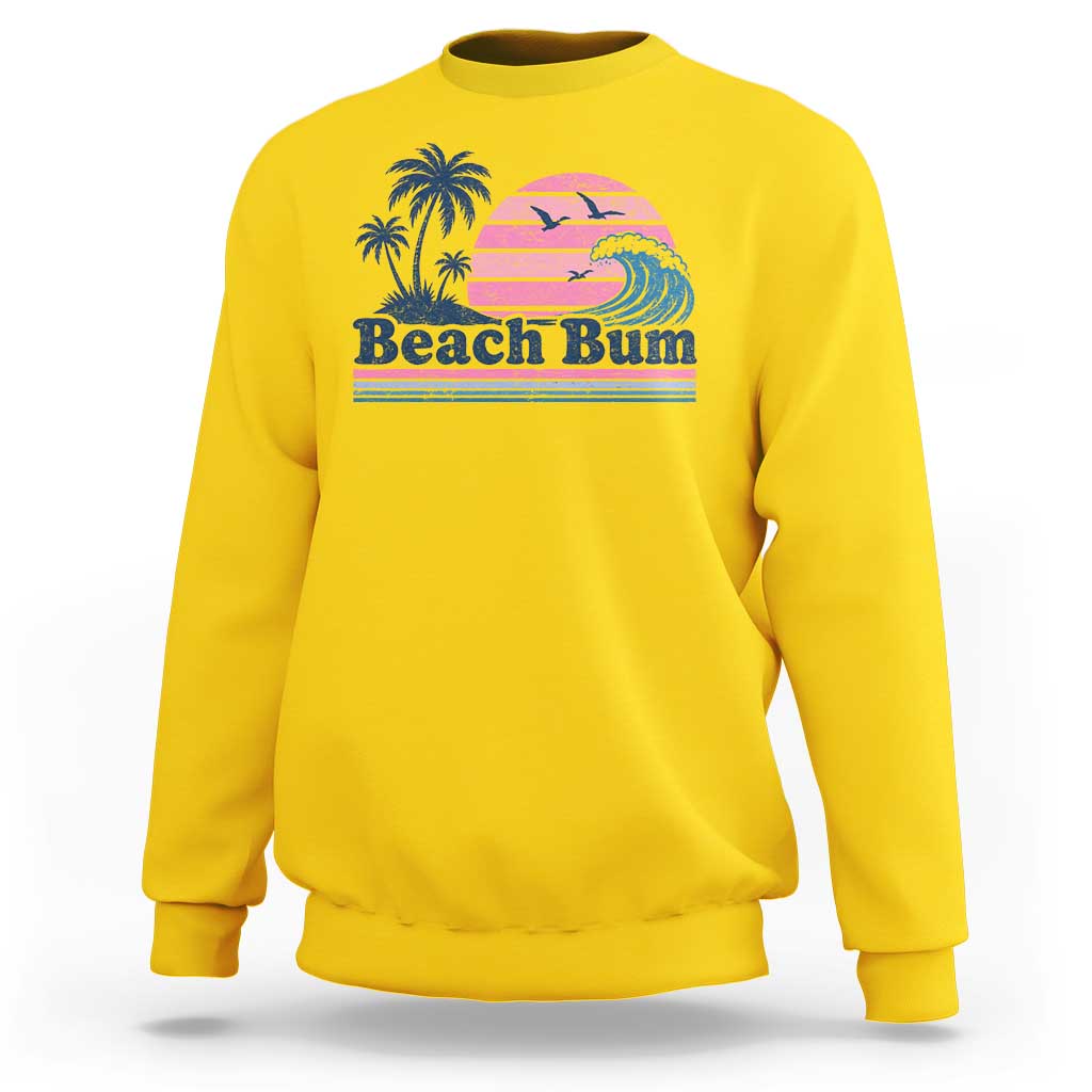 Beach Bum Sweatshirt Retro Summer Vacation Surf Wave Tropical Sunset Aesthetic