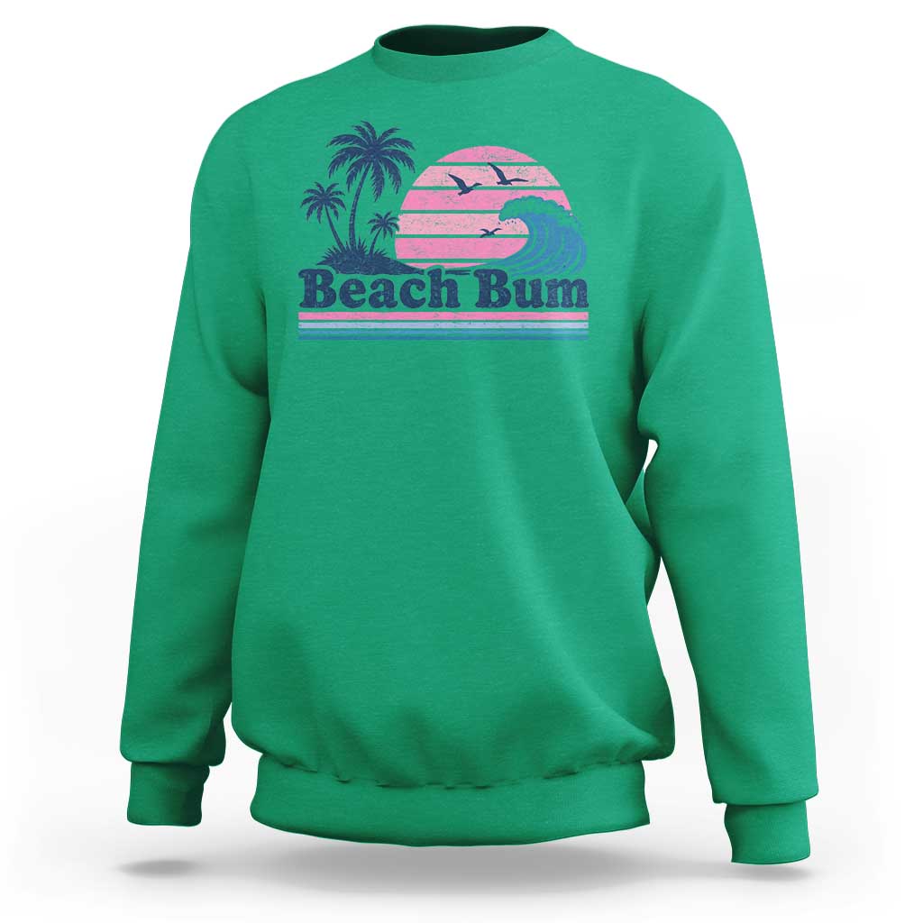 Beach Bum Sweatshirt Retro Summer Vacation Surf Wave Tropical Sunset Aesthetic