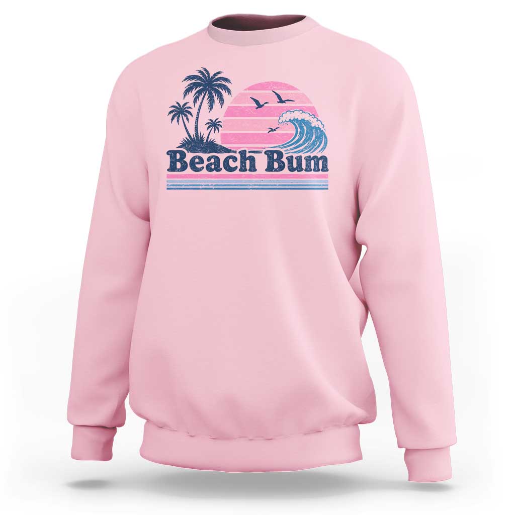 Beach Bum Sweatshirt Retro Summer Vacation Surf Wave Tropical Sunset Aesthetic