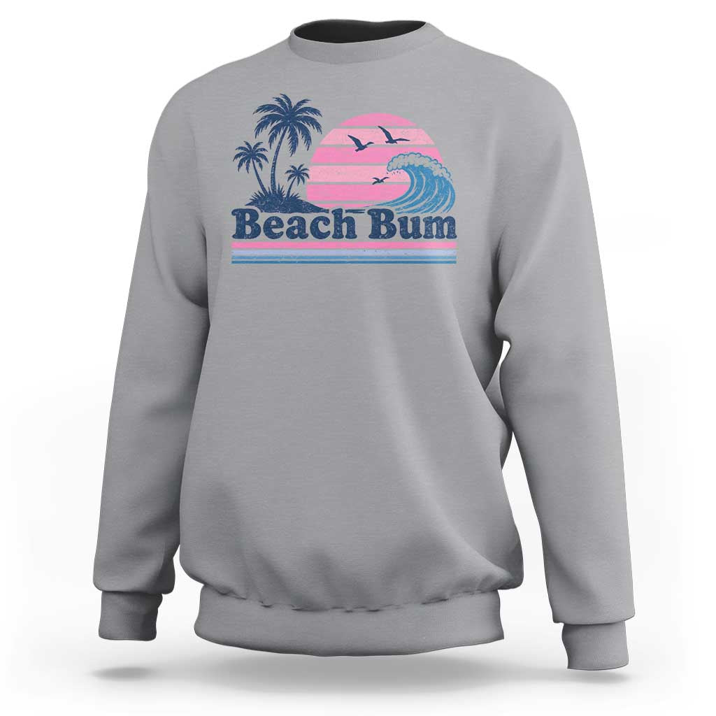 Beach Bum Sweatshirt Retro Summer Vacation Surf Wave Tropical Sunset Aesthetic