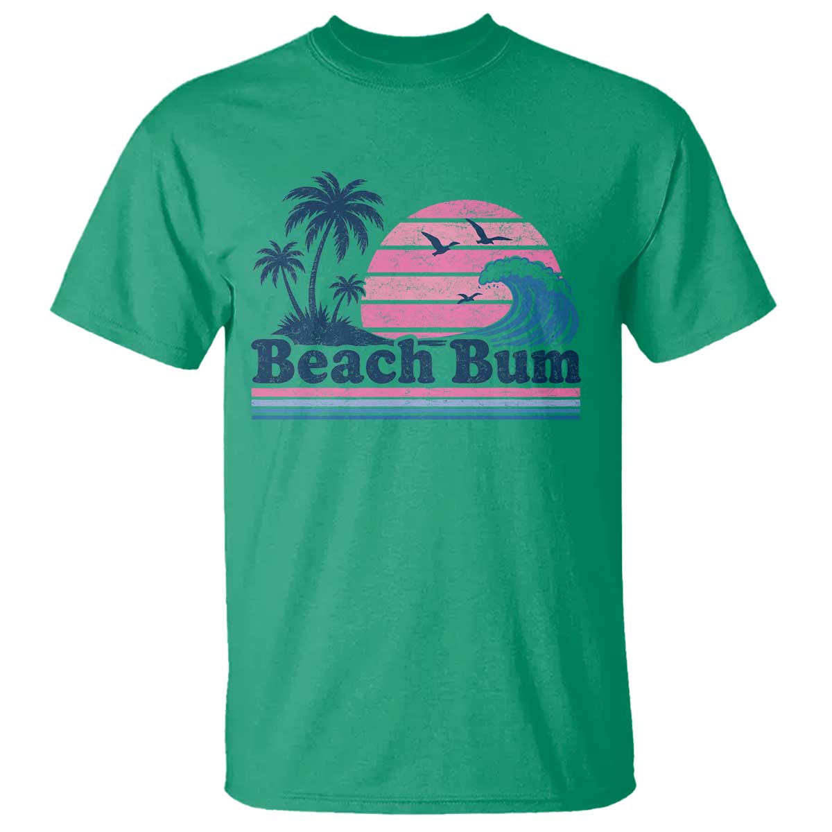 Beach Bum T Shirt Retro Summer Vacation Surf Wave Tropical Sunset Aesthetic