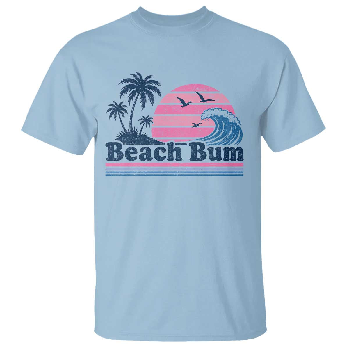 Beach Bum T Shirt Retro Summer Vacation Surf Wave Tropical Sunset Aesthetic