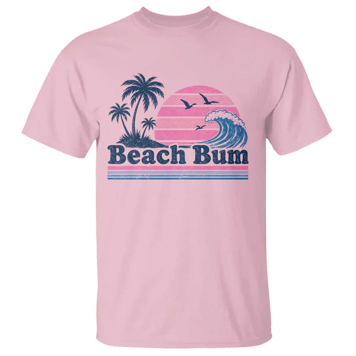 Beach Bum T Shirt Retro Summer Vacation Surf Wave Tropical Sunset Aesthetic