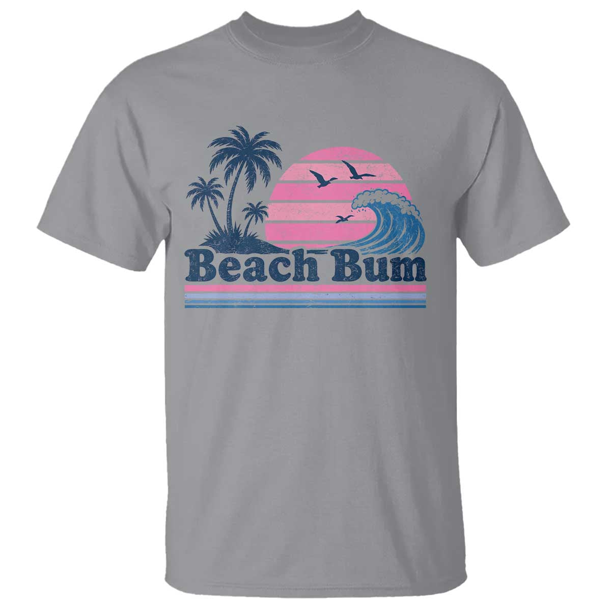 Beach Bum T Shirt Retro Summer Vacation Surf Wave Tropical Sunset Aesthetic