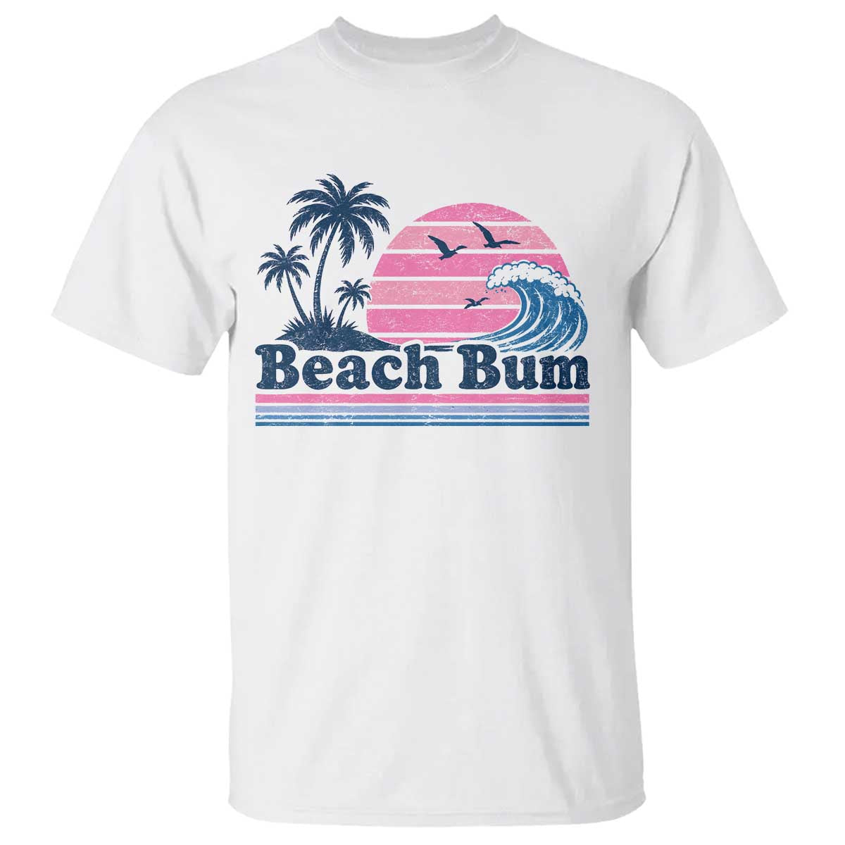 Beach Bum T Shirt Retro Summer Vacation Surf Wave Tropical Sunset Aesthetic