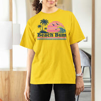 Beach Bum T Shirt For Women Retro Summer Vacation Surf Wave Tropical Sunset Aesthetic