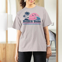 Beach Bum T Shirt For Women Retro Summer Vacation Surf Wave Tropical Sunset Aesthetic