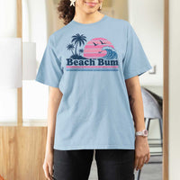 Beach Bum T Shirt For Women Retro Summer Vacation Surf Wave Tropical Sunset Aesthetic