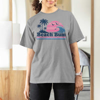 Beach Bum T Shirt For Women Retro Summer Vacation Surf Wave Tropical Sunset Aesthetic