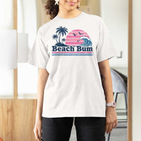 Beach Bum T Shirt For Women Retro Summer Vacation Surf Wave Tropical Sunset Aesthetic