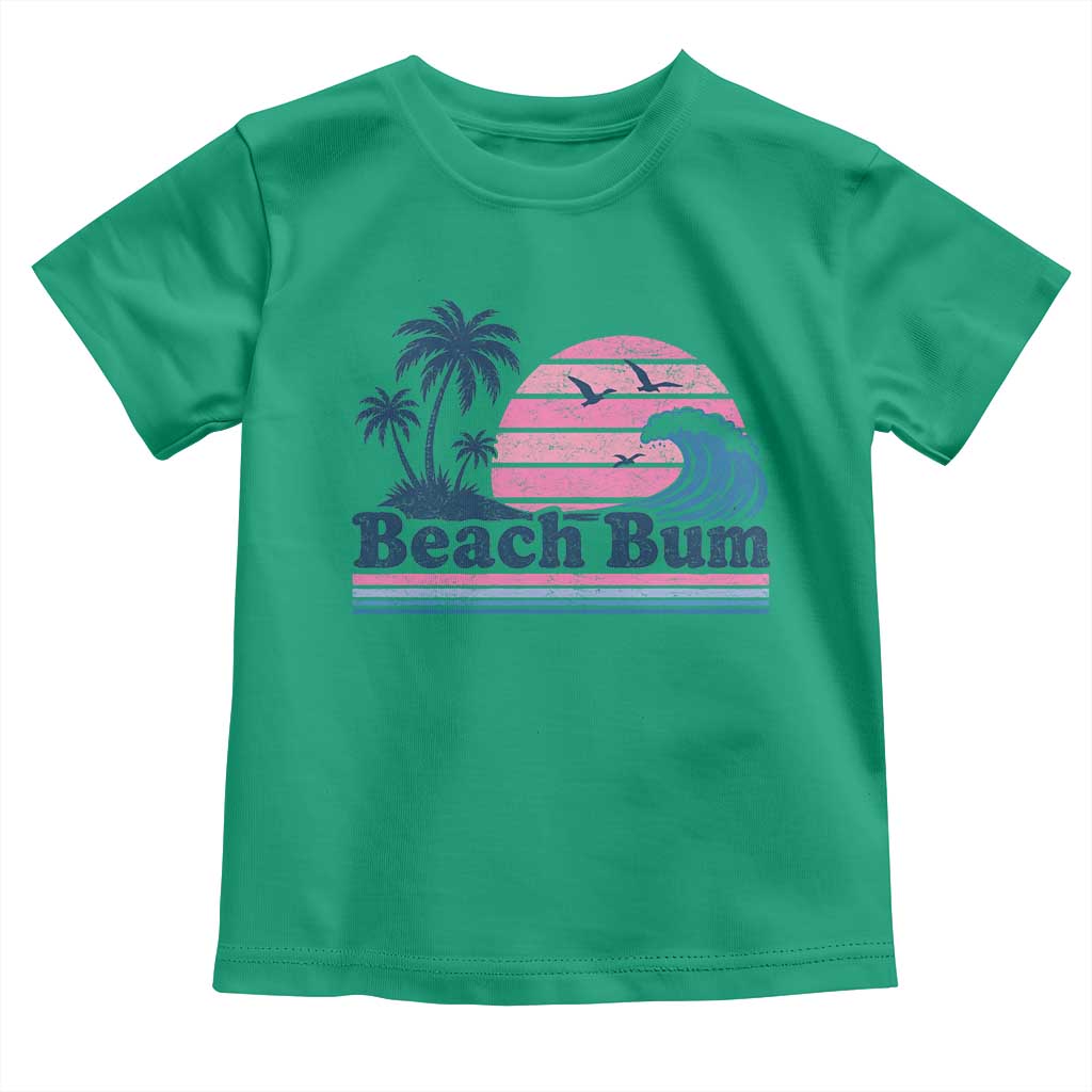 Beach Bum Toddler T Shirt Retro Summer Vacation Surf Wave Tropical Sunset Aesthetic