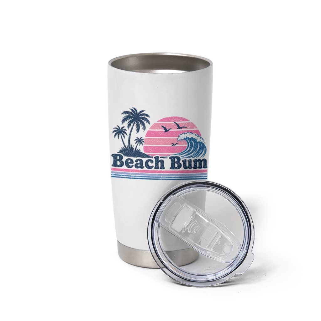 Beach Bum Tumbler Cup Retro Summer Vacation Surf Wave Tropical Sunset Aesthetic