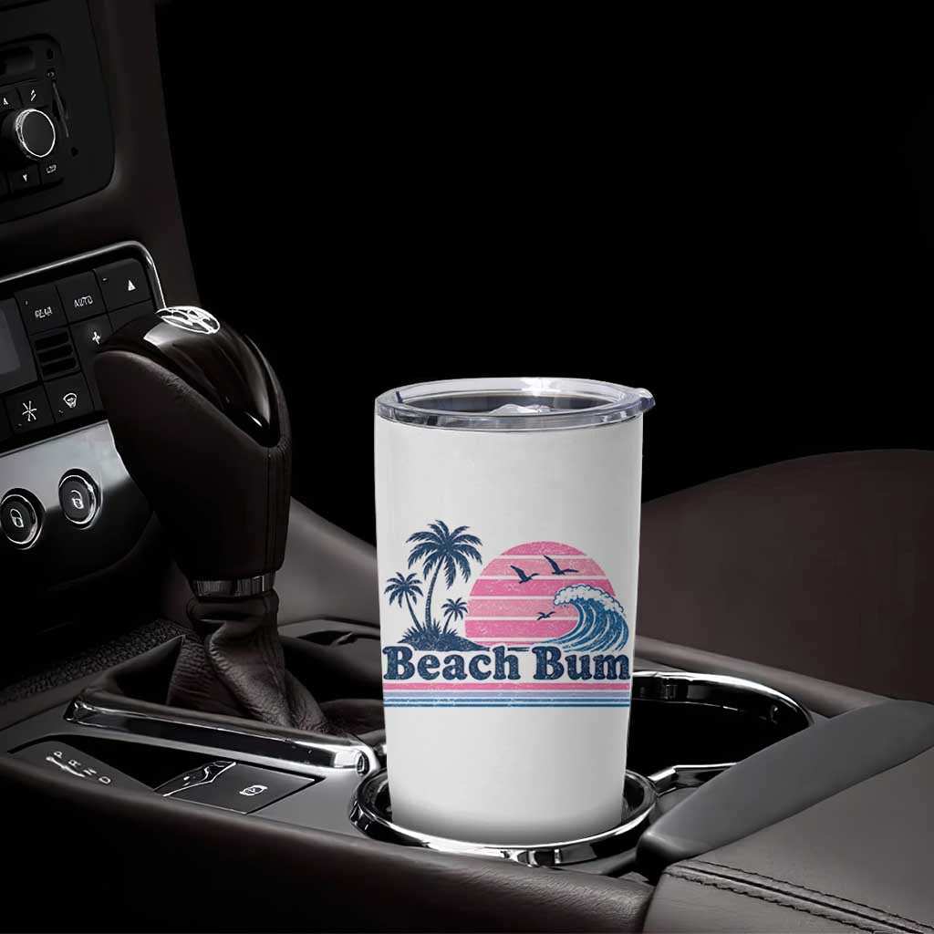 Beach Bum Tumbler Cup Retro Summer Vacation Surf Wave Tropical Sunset Aesthetic