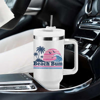 Beach Bum Tumbler With Handle Retro Summer Vacation Surf Wave Tropical Sunset Aesthetic