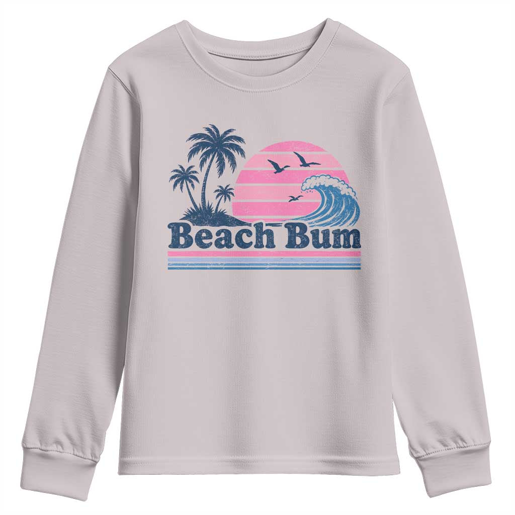 Beach Bum Youth Sweatshirt Retro Summer Vacation Surf Wave Tropical Sunset Aesthetic