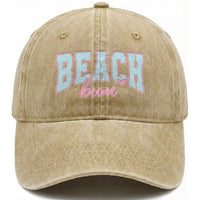 Beach Bum Washed Cotton Baseball Cap Summer Vacation Beach Lovers