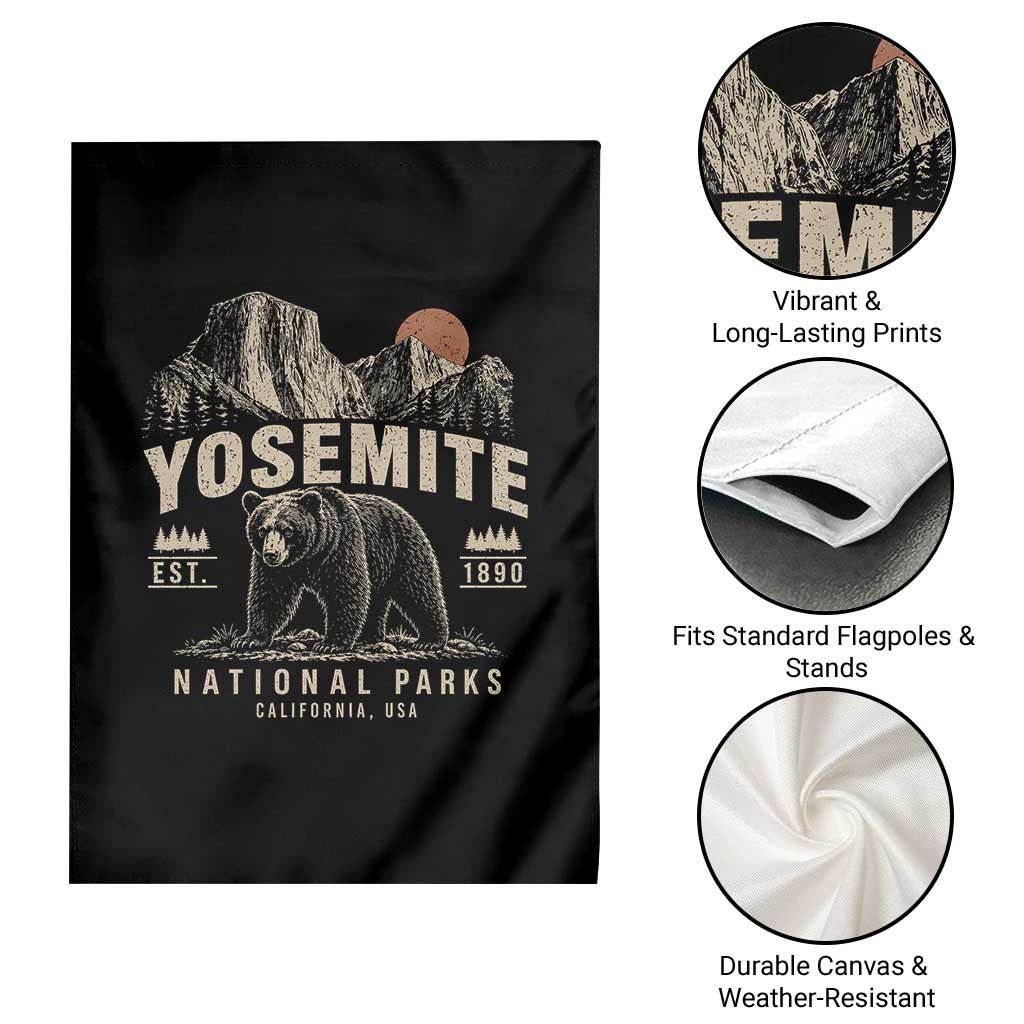 Vintage Yosemite National Park Garden Flag Retro Bear Nature Wildlife Forest