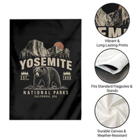 Vintage Yosemite National Park Garden Flag Retro Bear Nature Wildlife Forest