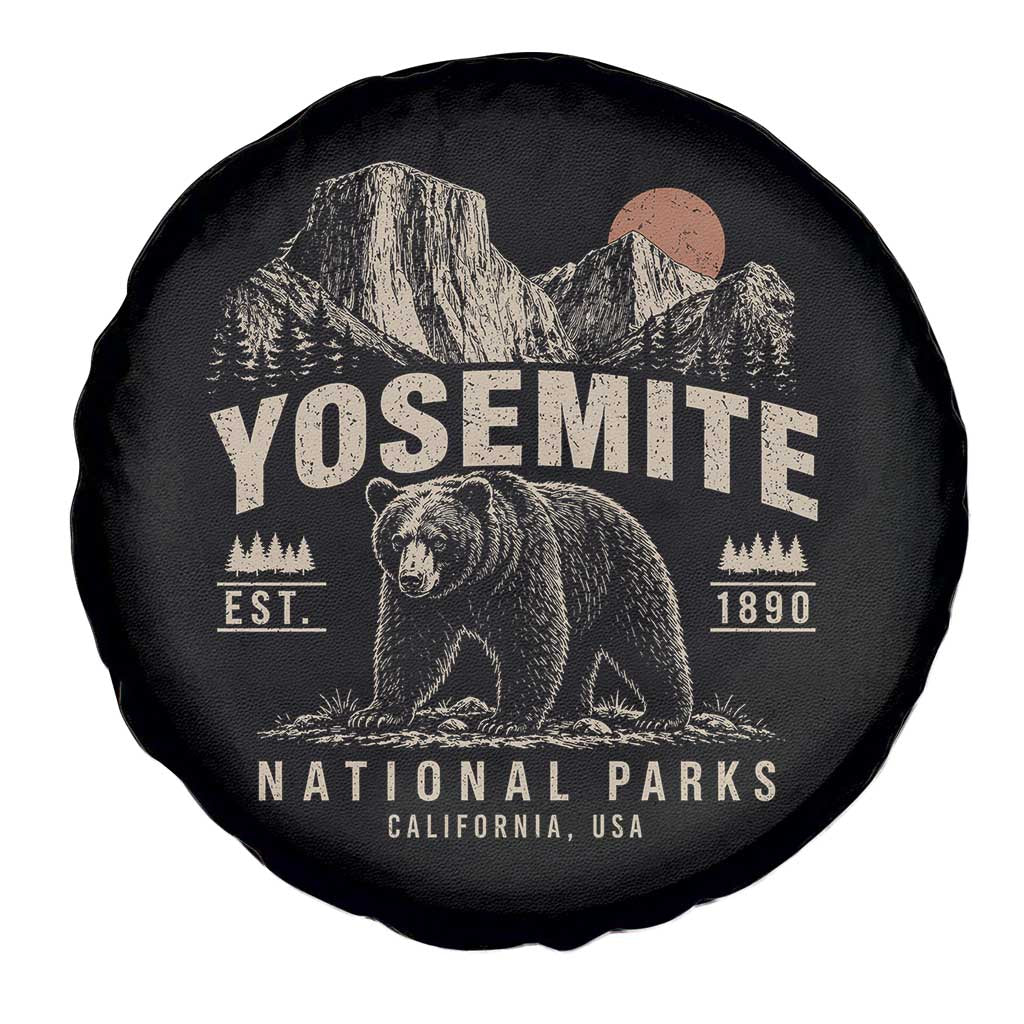 Vintage Yosemite National Park Spare Tire Cover Retro Bear Nature Wildlife Forest