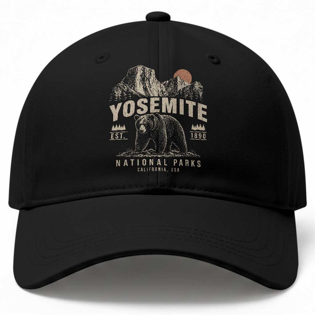 Vintage Yosemite National Park Baseball Cap Retro Bear Nature Wildlife Forest