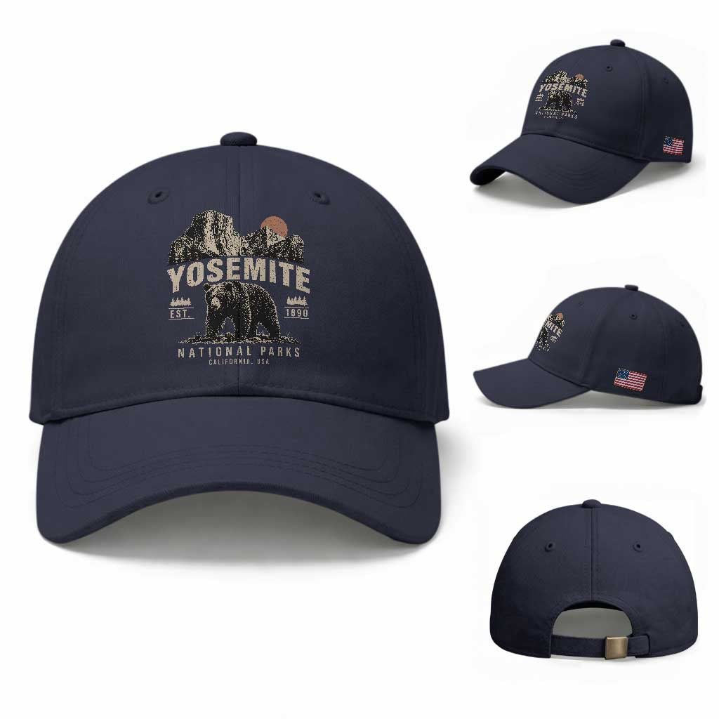Vintage Yosemite National Park Baseball Cap Retro Bear Nature Wildlife Forest