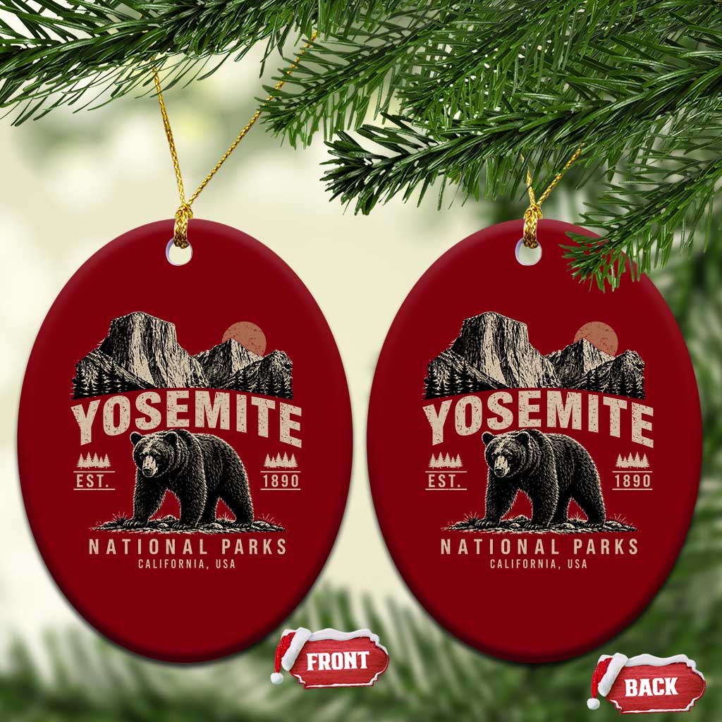 Vintage Yosemite National Park Ceramic Ornament Retro Bear Nature Wildlife Forest