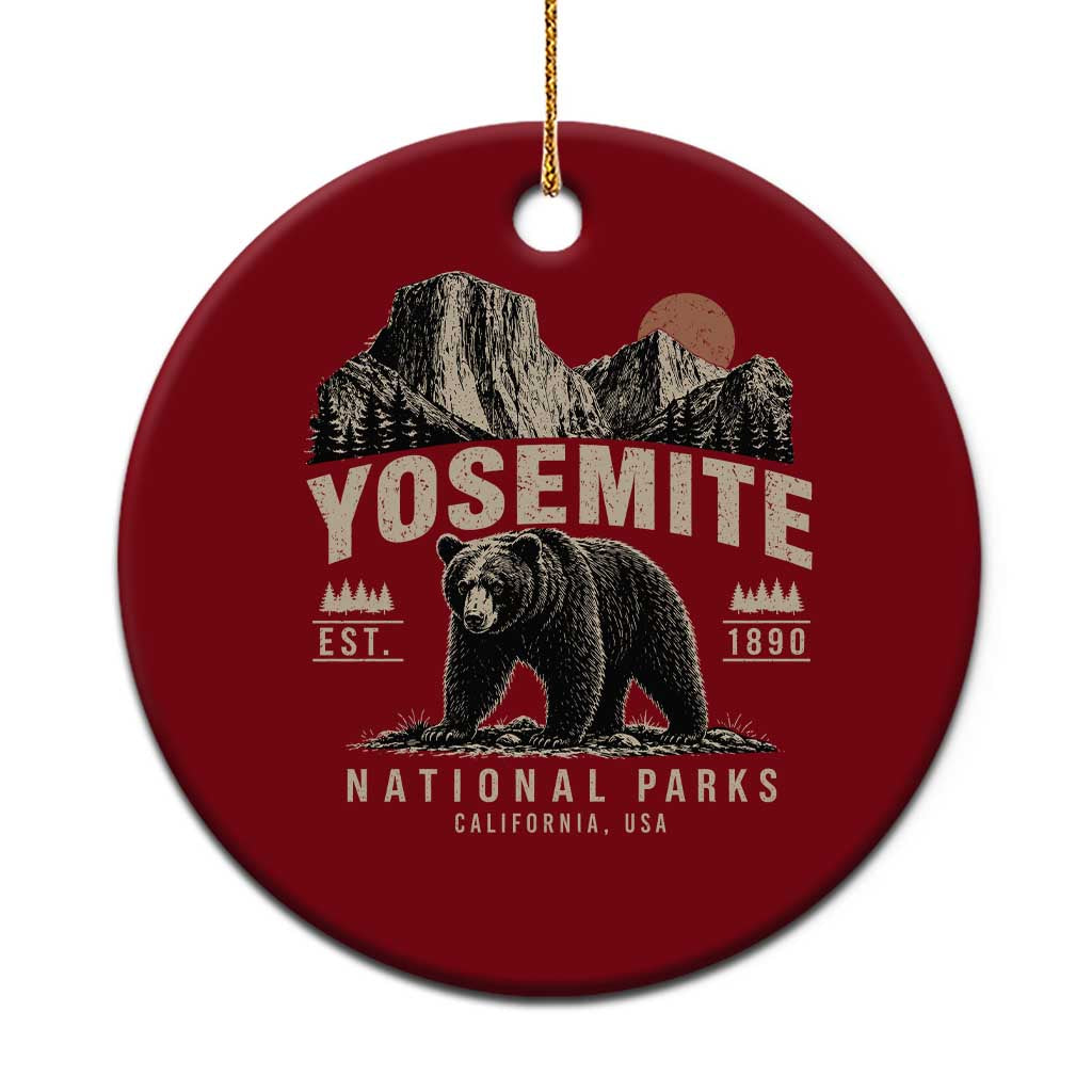 Vintage Yosemite National Park Ceramic Ornament Retro Bear Nature Wildlife Forest