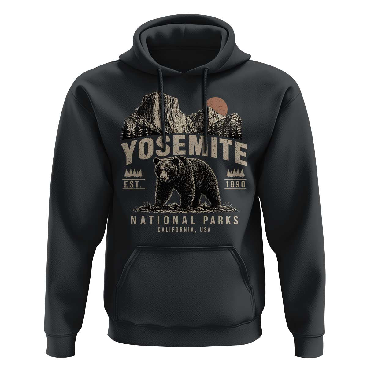 Vintage Yosemite National Park Hoodie Retro Bear Nature Wildlife Forest