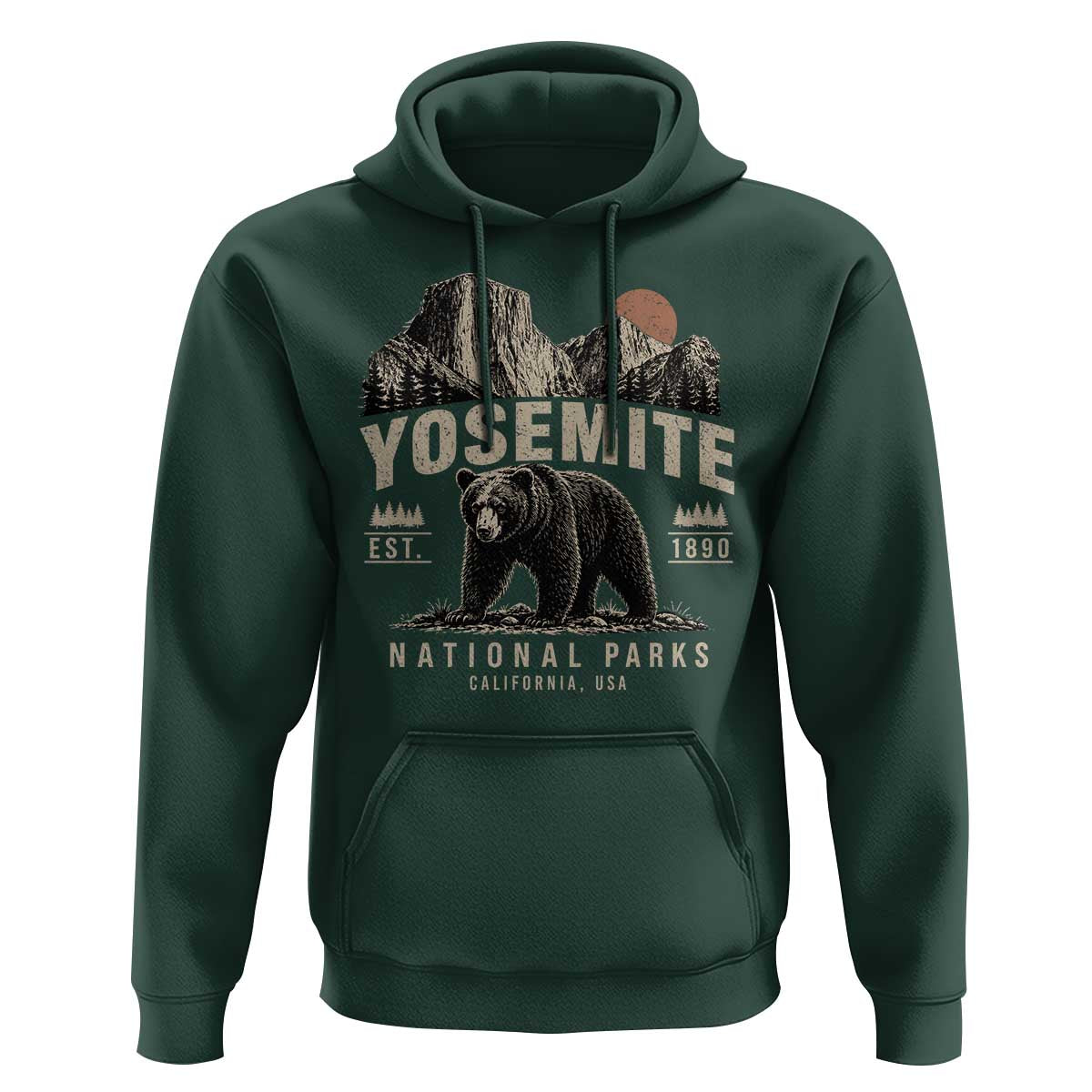 Vintage Yosemite National Park Hoodie Retro Bear Nature Wildlife Forest