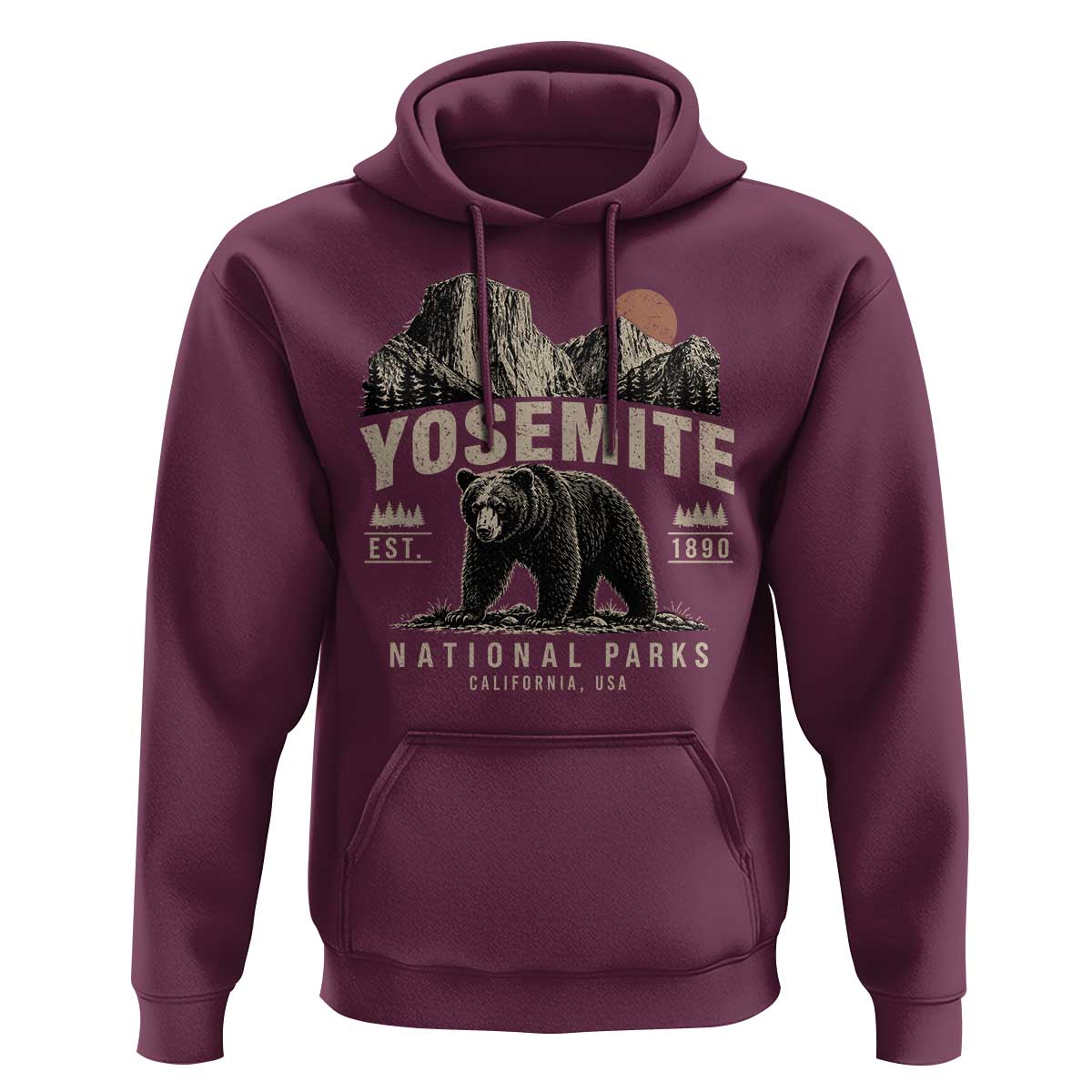 Vintage Yosemite National Park Hoodie Retro Bear Nature Wildlife Forest