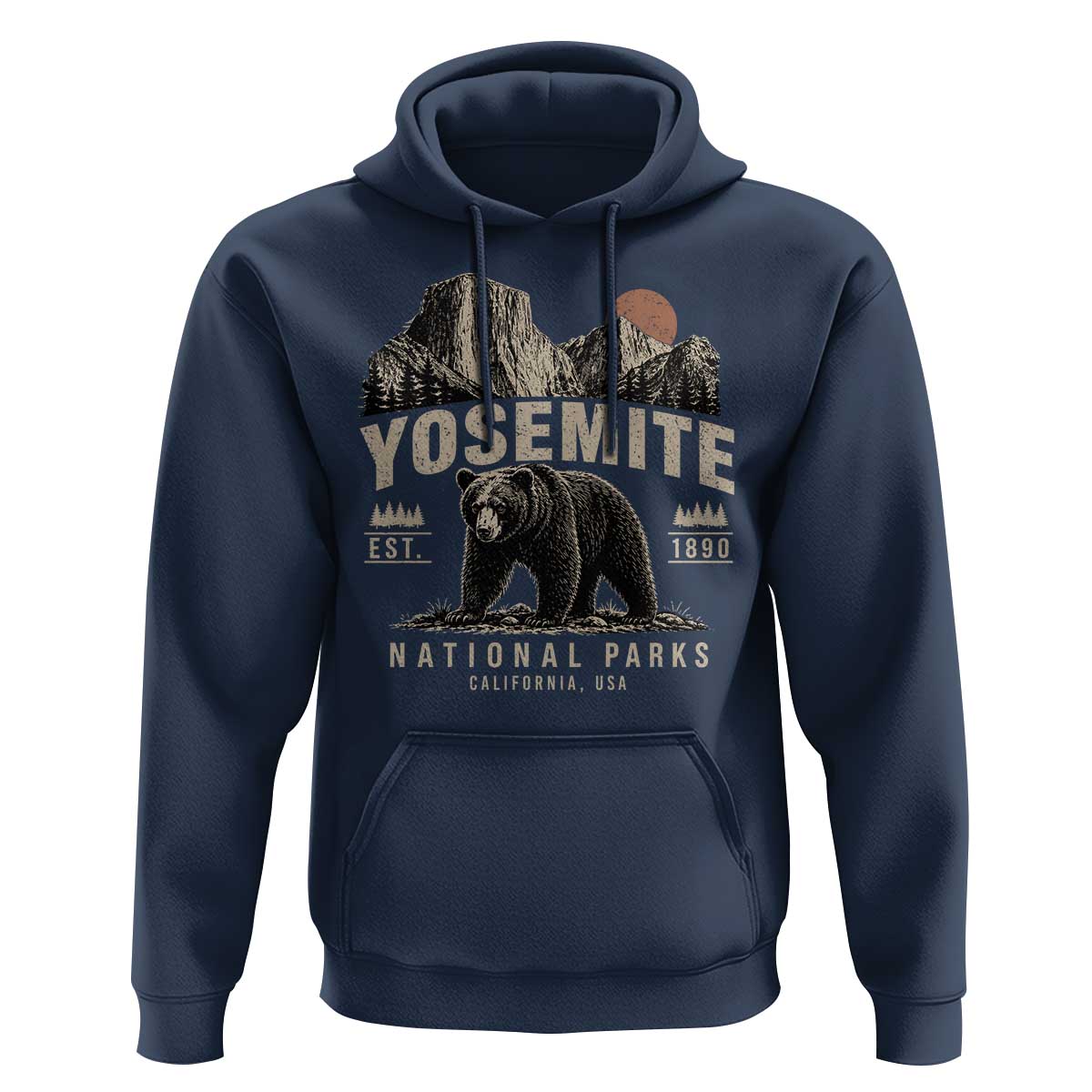 Vintage Yosemite National Park Hoodie Retro Bear Nature Wildlife Forest