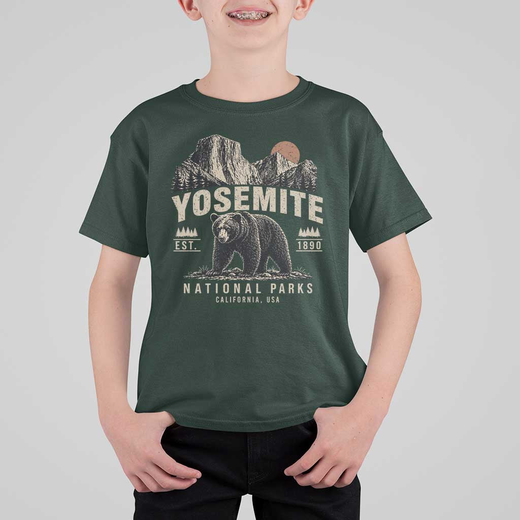 Vintage Yosemite National Park T Shirt For Kid Retro Bear Nature Wildlife Forest