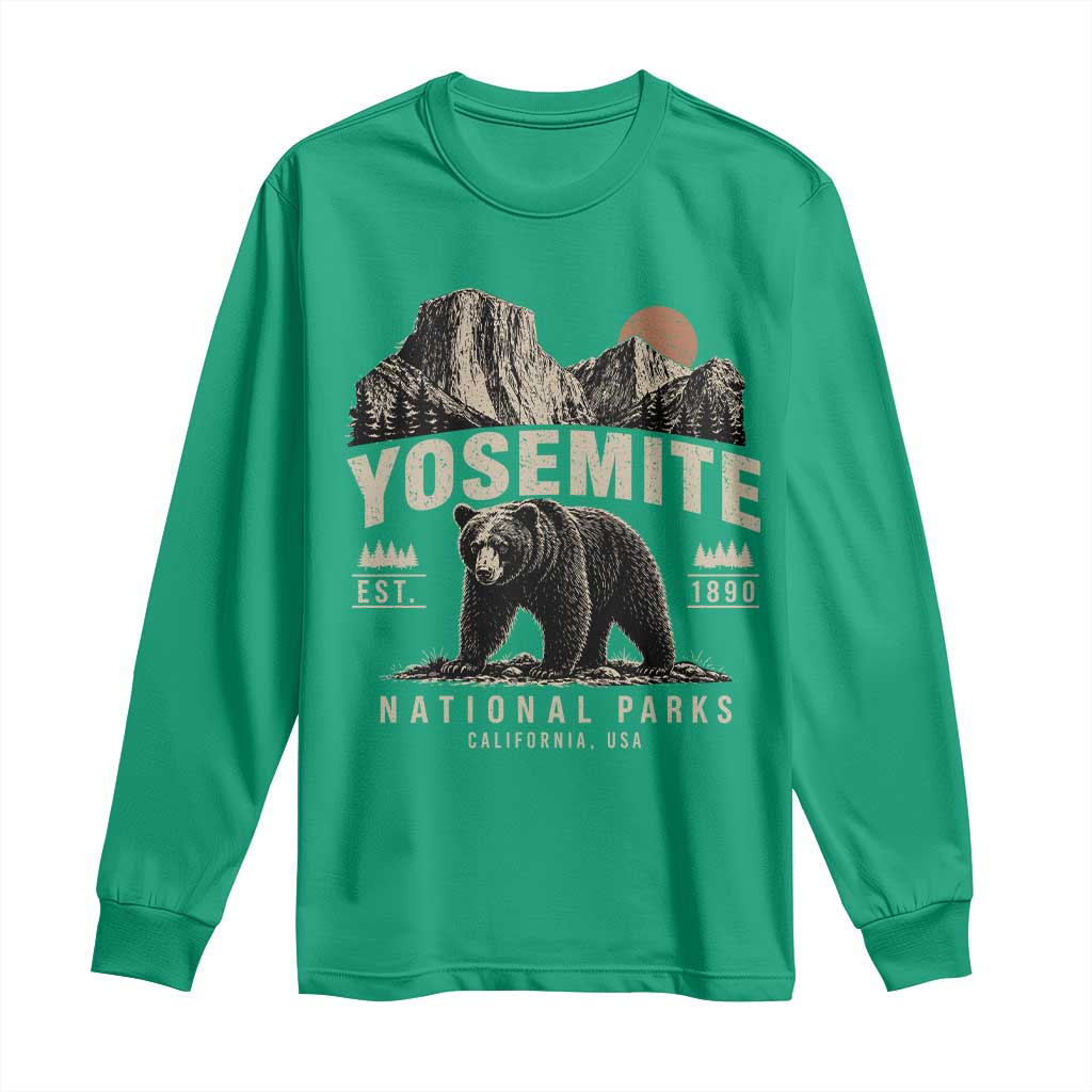 Vintage Yosemite National Park Long Sleeve Shirt Retro Bear Nature Wildlife Forest