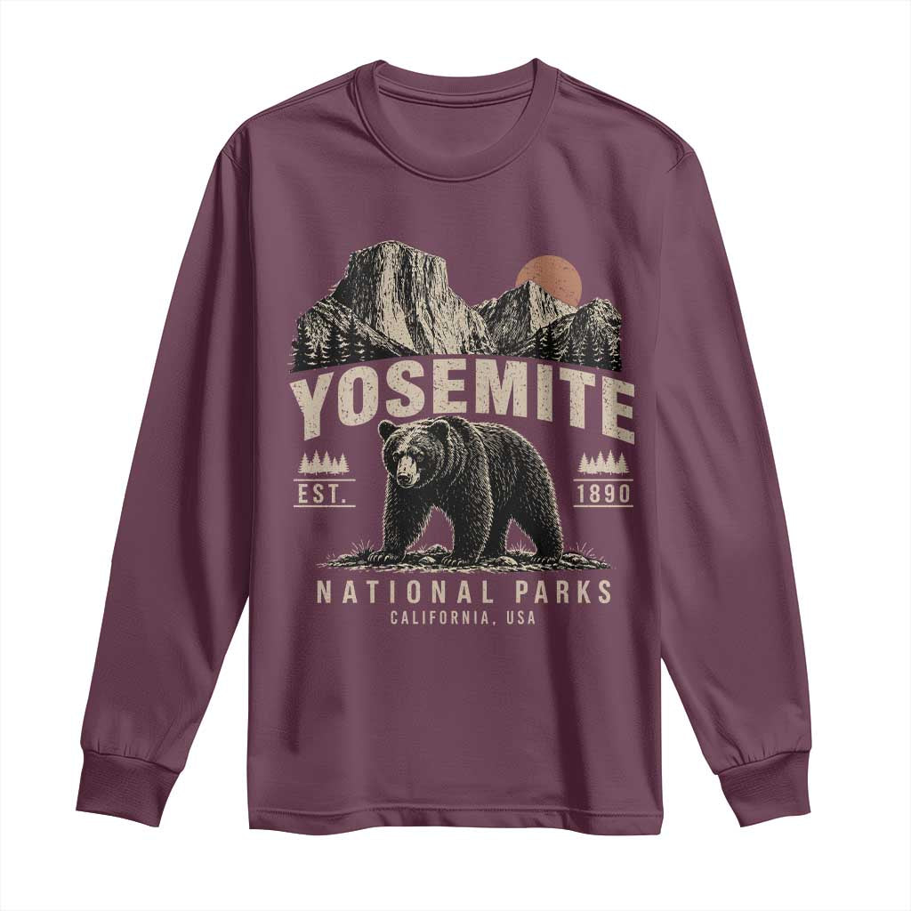 Vintage Yosemite National Park Long Sleeve Shirt Retro Bear Nature Wildlife Forest
