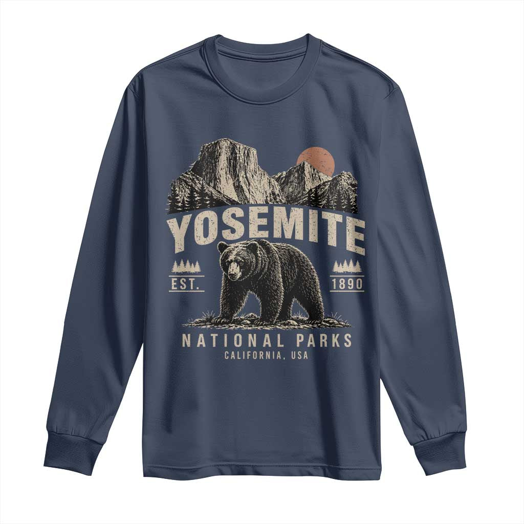 Vintage Yosemite National Park Long Sleeve Shirt Retro Bear Nature Wildlife Forest
