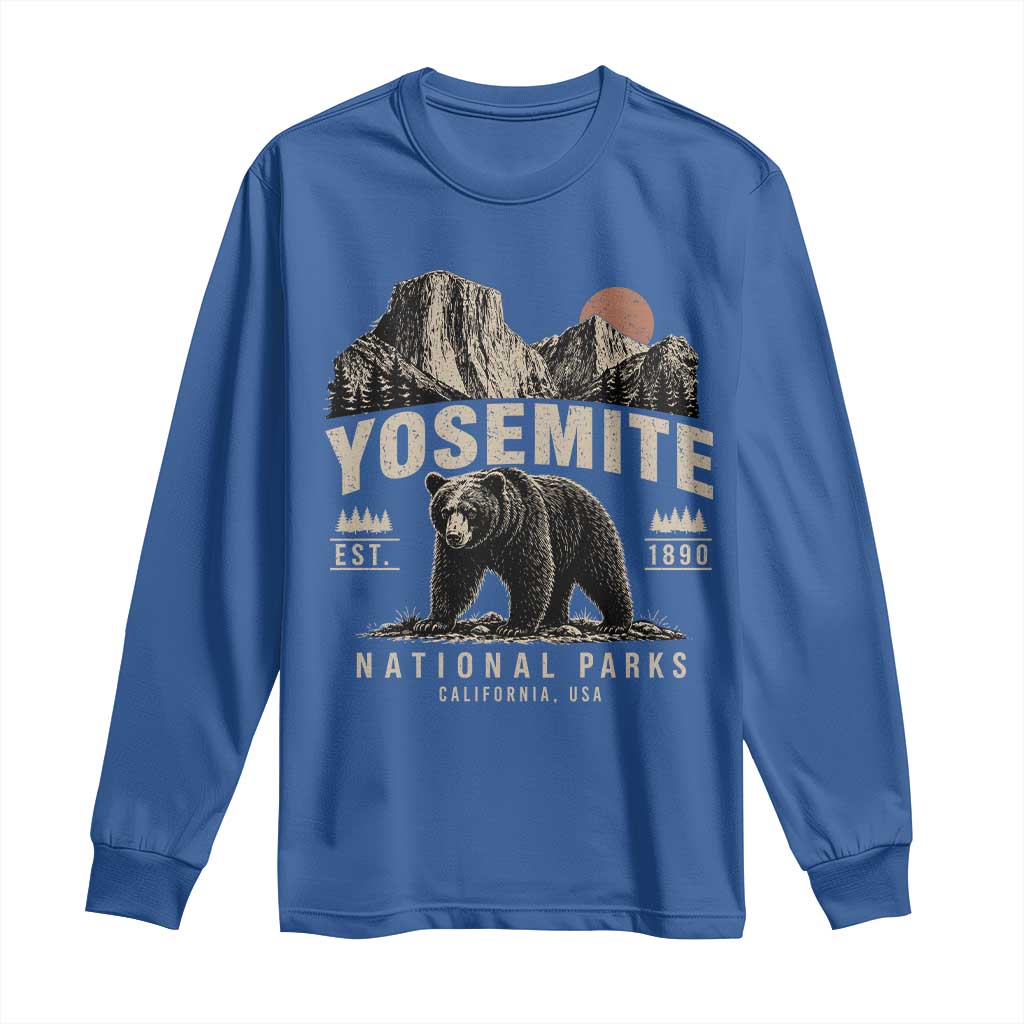 Vintage Yosemite National Park Long Sleeve Shirt Retro Bear Nature Wildlife Forest