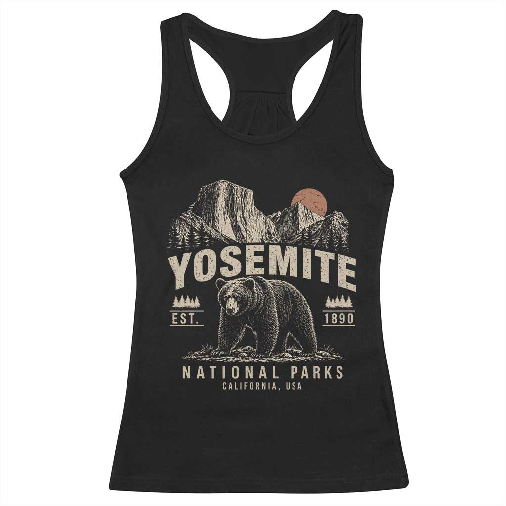 Vintage Yosemite National Park Racerback Tank Top Retro Bear Nature Wildlife Forest