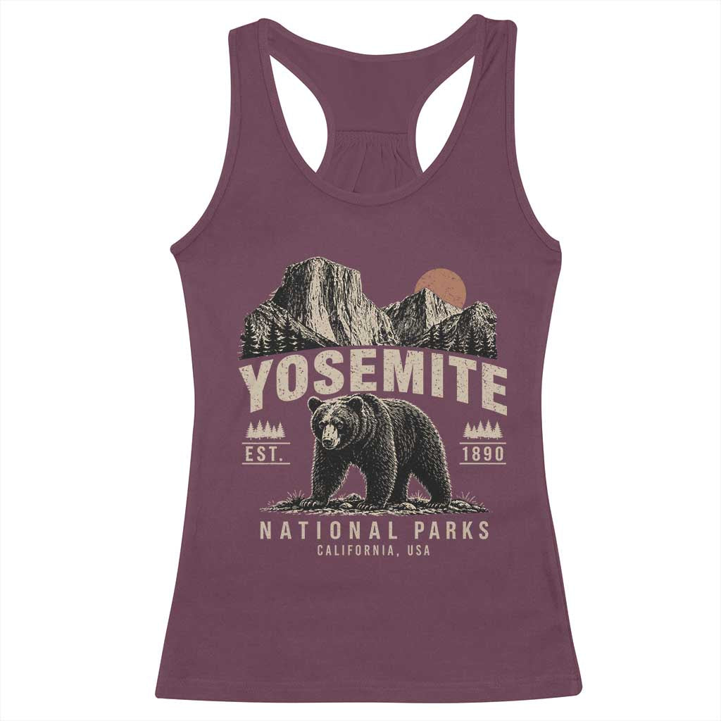 Vintage Yosemite National Park Racerback Tank Top Retro Bear Nature Wildlife Forest