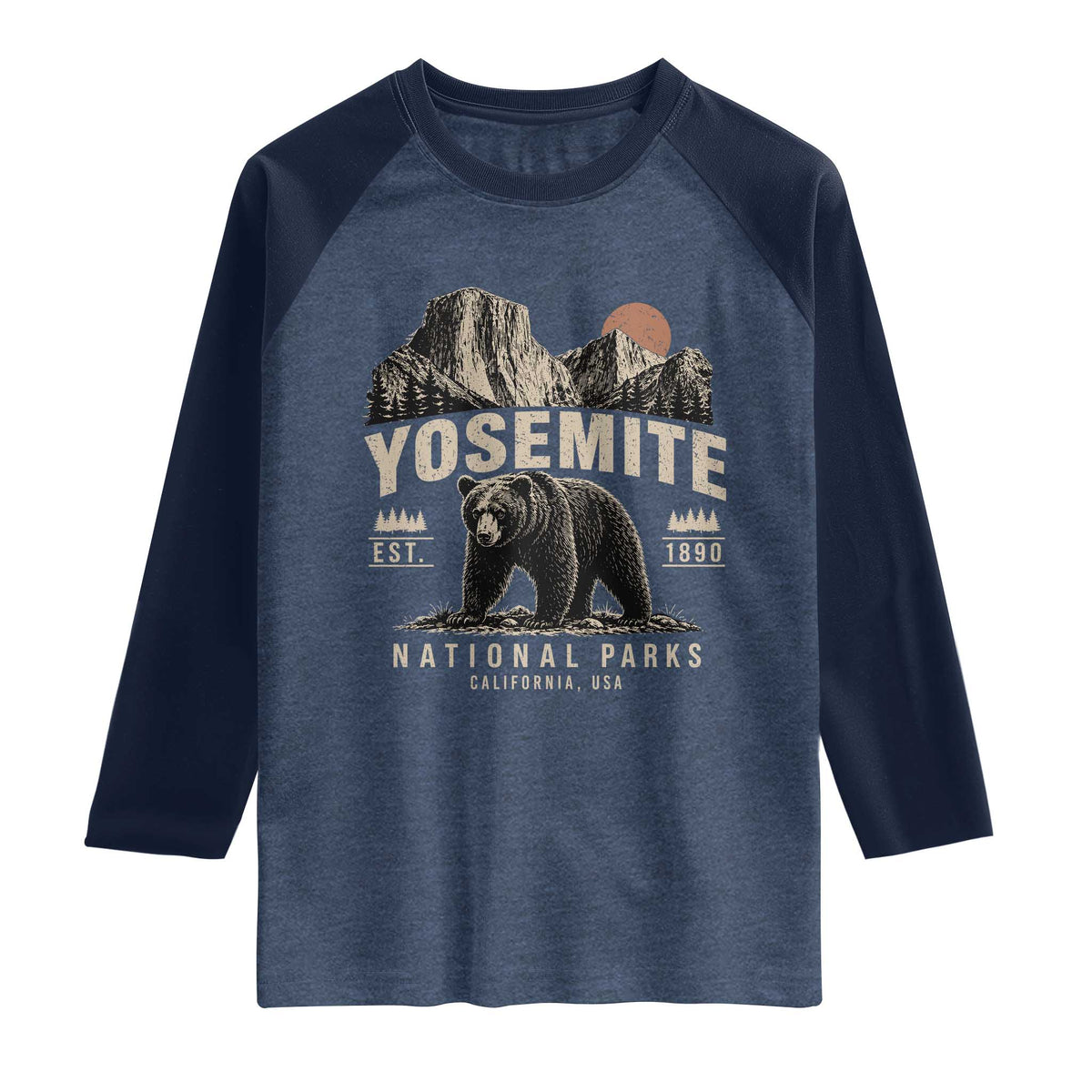 Vintage Yosemite National Park Raglan Shirt Retro Bear Nature Wildlife Forest