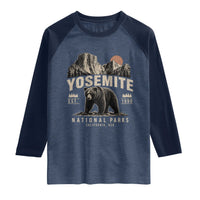 Vintage Yosemite National Park Raglan Shirt Retro Bear Nature Wildlife Forest