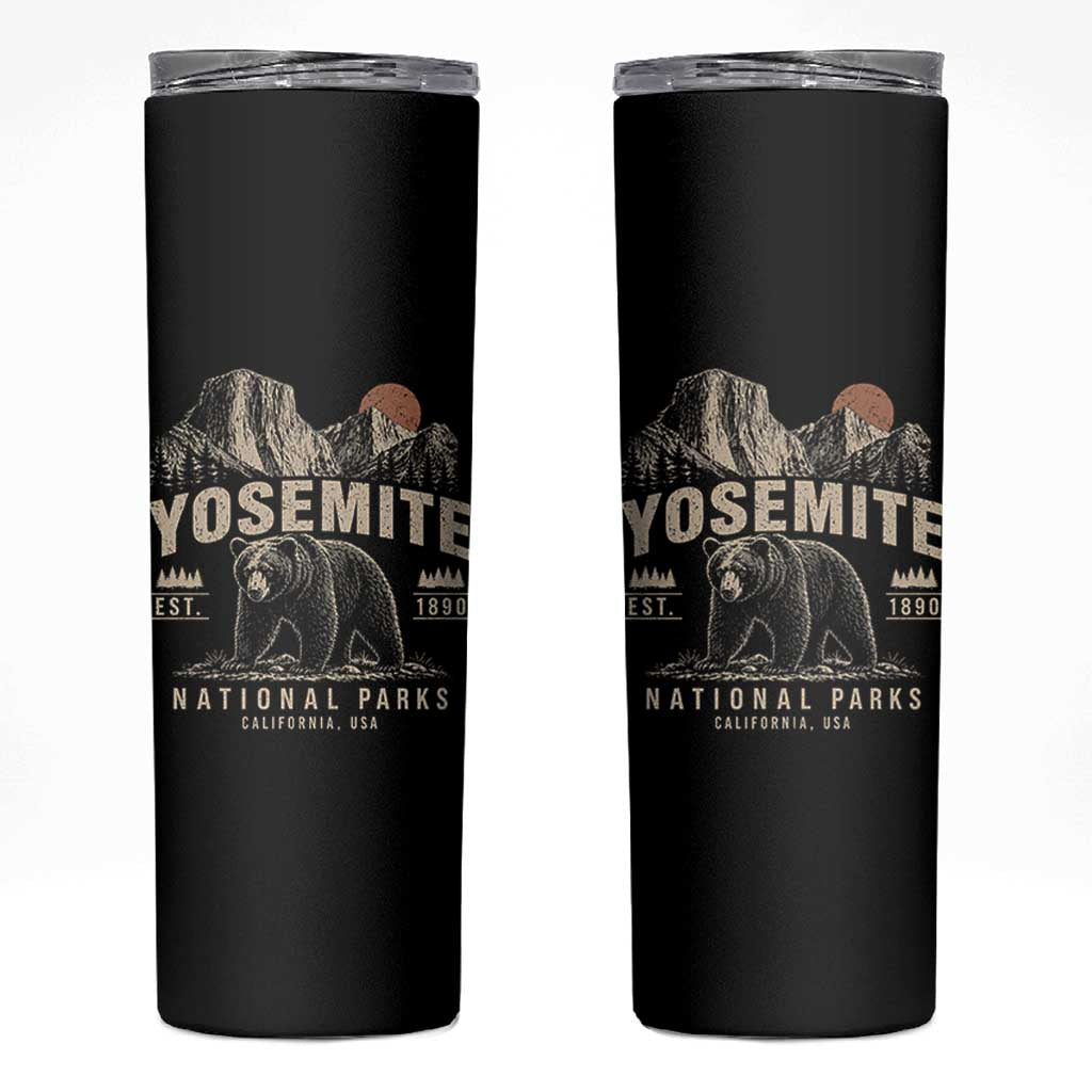 Vintage Yosemite National Park Skinny Tumbler Retro Bear Nature Wildlife Forest