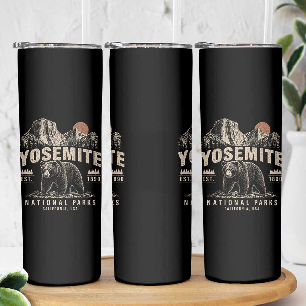 Vintage Yosemite National Park Skinny Tumbler Retro Bear Nature Wildlife Forest