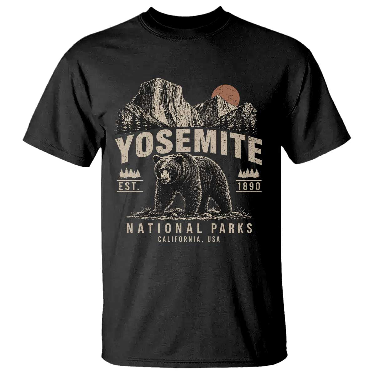 Vintage Yosemite National Park T Shirt Retro Bear Nature Wildlife Forest