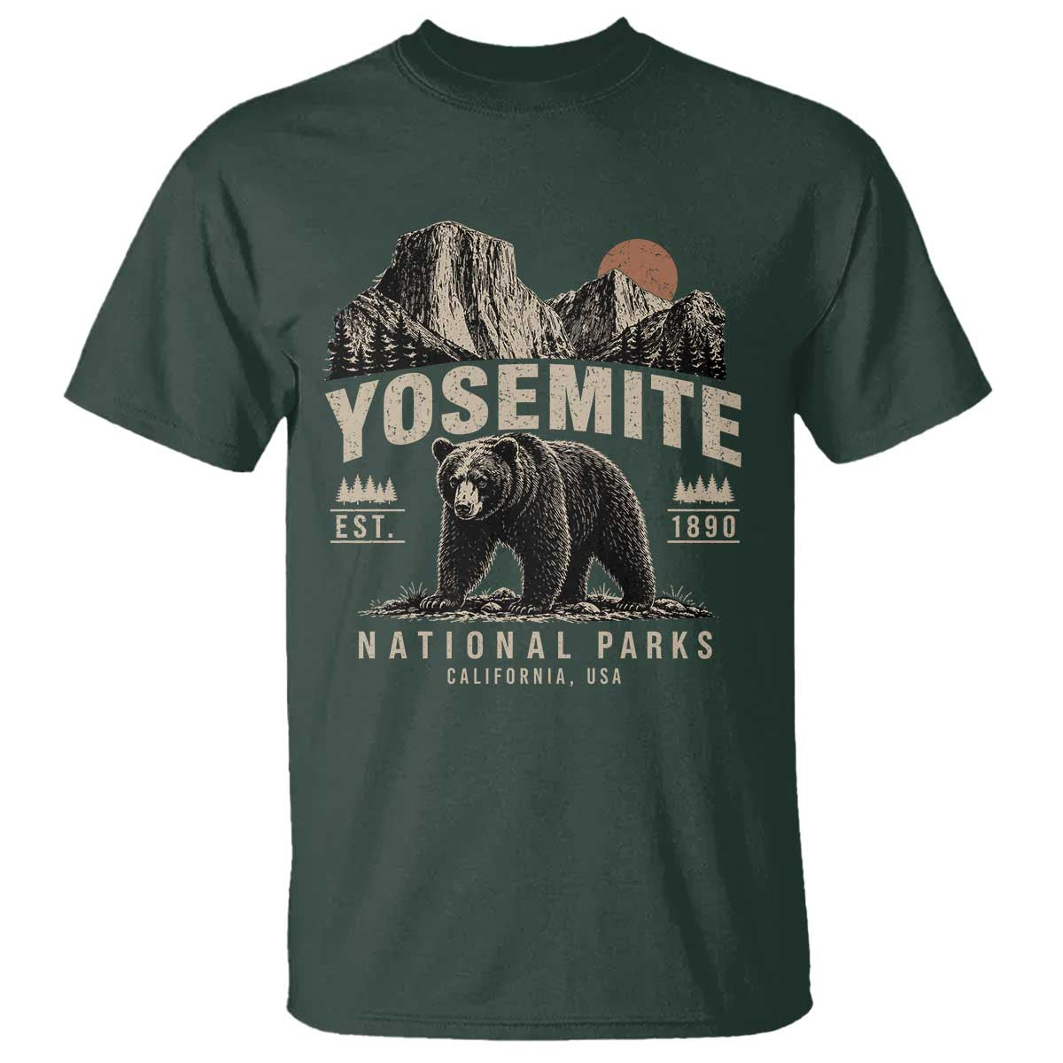 Vintage Yosemite National Park T Shirt Retro Bear Nature Wildlife Forest