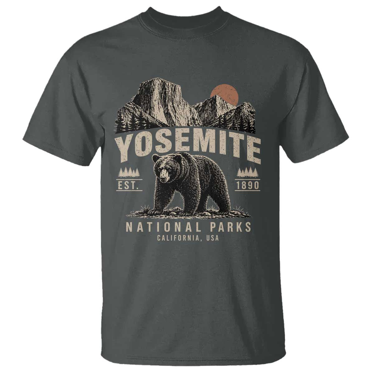 Vintage Yosemite National Park T Shirt Retro Bear Nature Wildlife Forest